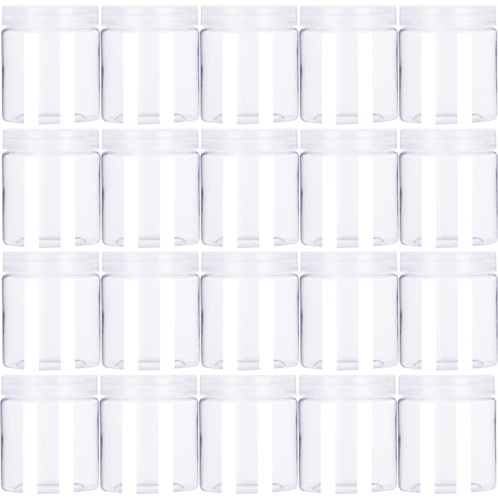 Guuozzli 20-pack round clear jar with lid for cosmetics and slime storage