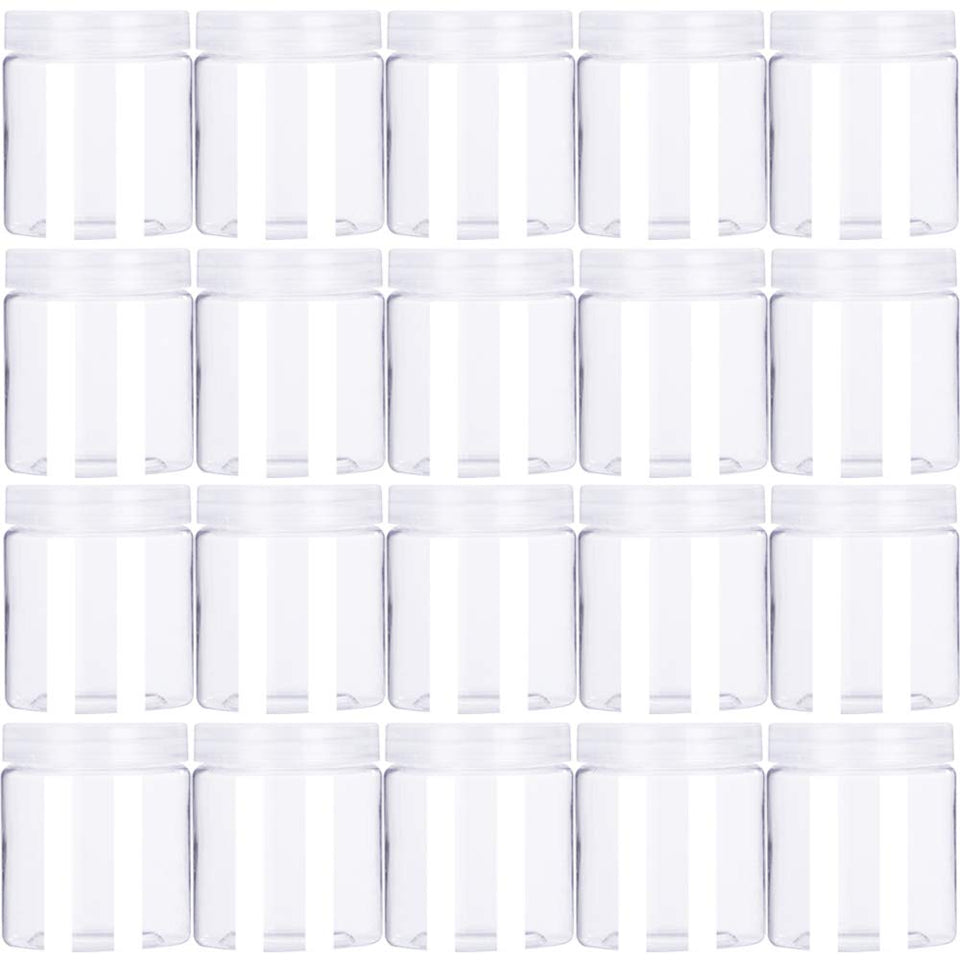 Guuozzli 20-pack round clear jar with lid for cosmetics and slime storage
