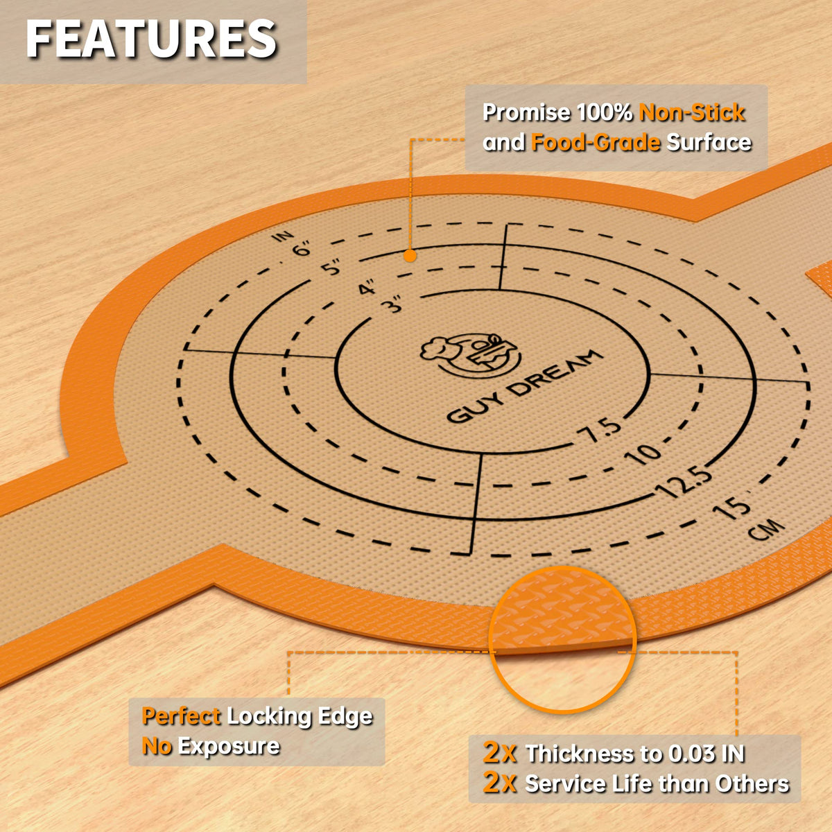 GUY.DRE.MAT non-stick silicone surface simplifies cleaning after baking