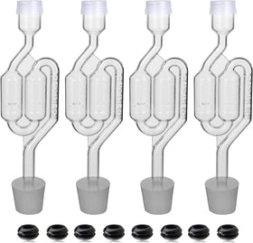 GUZE-US Bubble Airlock Set shows four clear airlocks for transparent fermentation monitoring.