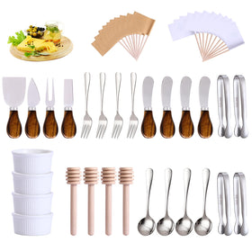 GUZE-US charcuterie spreaders with wooden handles for smooth slicing