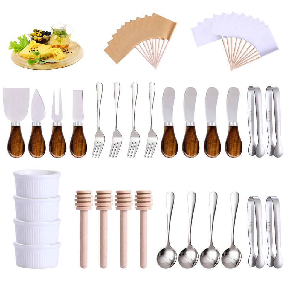 GUZE-US charcuterie spreaders with wooden handles for smooth slicing