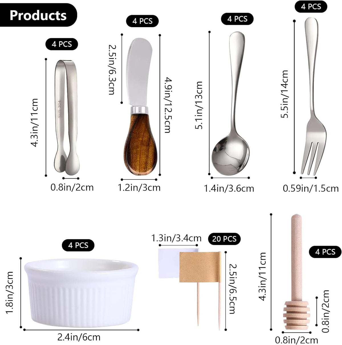 GUZE-US mini serving spoons ideal for desserts and dips