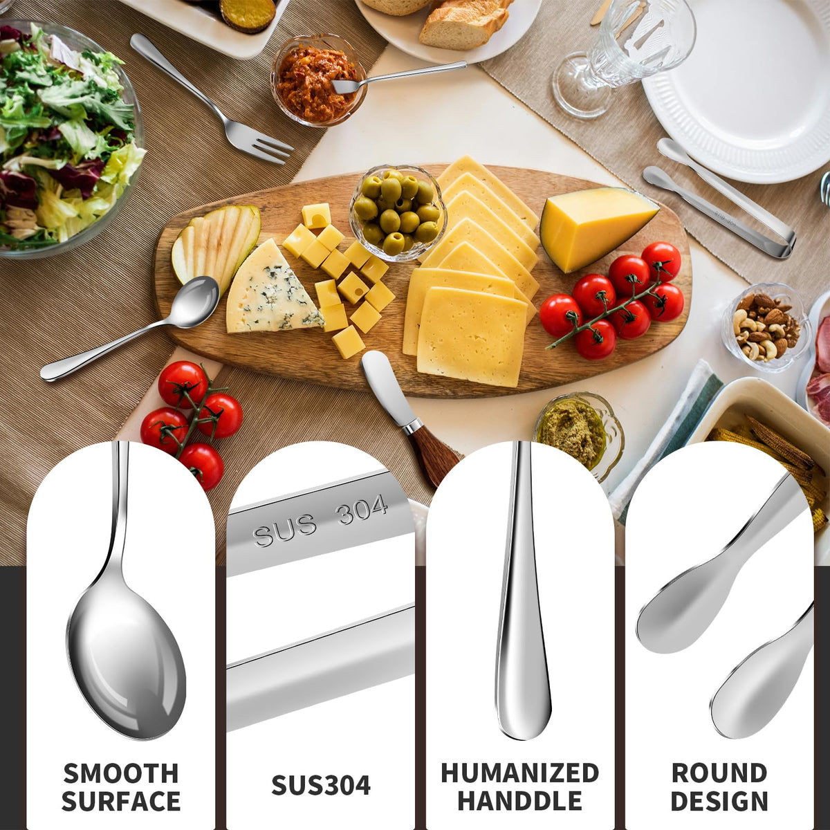 GUZE-US mini spoons in stainless steel for desserts and dips