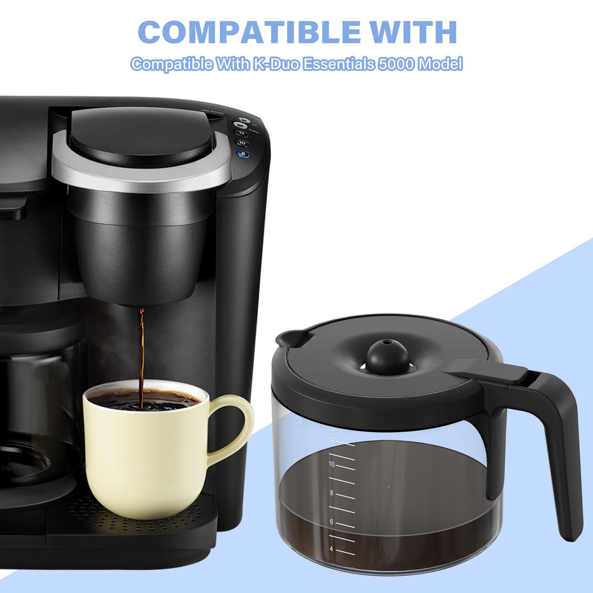 GVANIAMY 12-cup carafe, top view, wide mouth for easy cleaning.