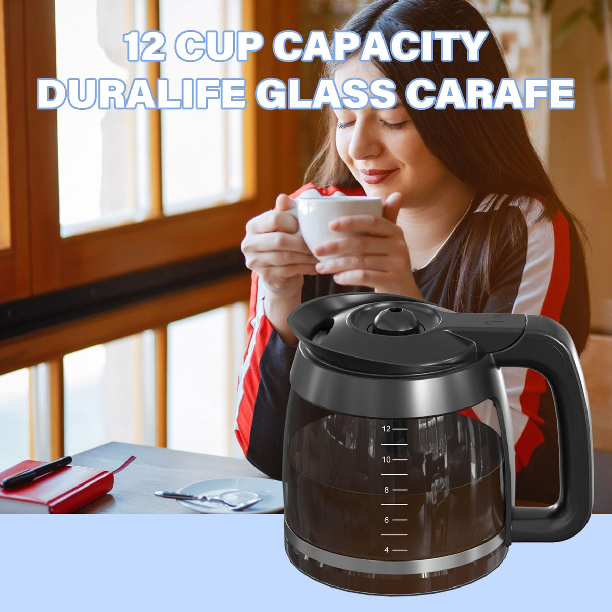 GVANIAMY carafe with detachable lid – easy cleaning and quick refills.