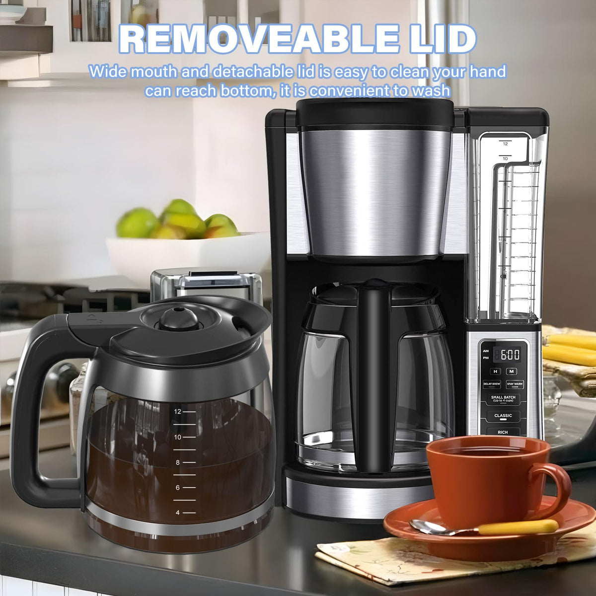 GVANIAMY replacement glass carafe for Ninja CE201C – wide mouth, simple cleaning.
