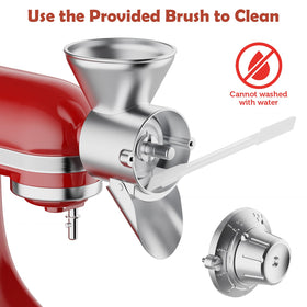 Detachable grinding chamber and brush simplify cleaning between grains