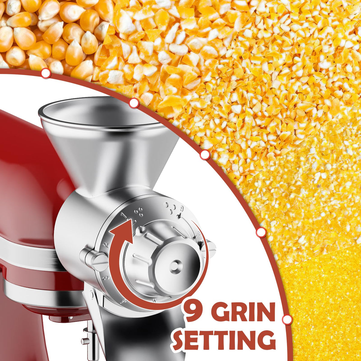 Durable die-cast aluminum GVODE grain mill body resists rust