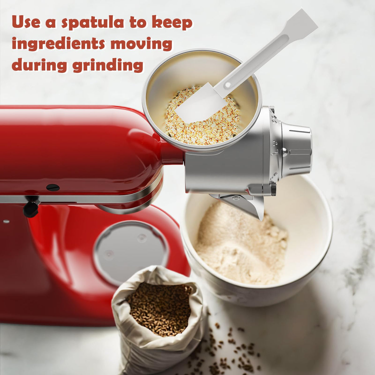 GVODE grain mill attachment versatile for wheat, oats, corn and more