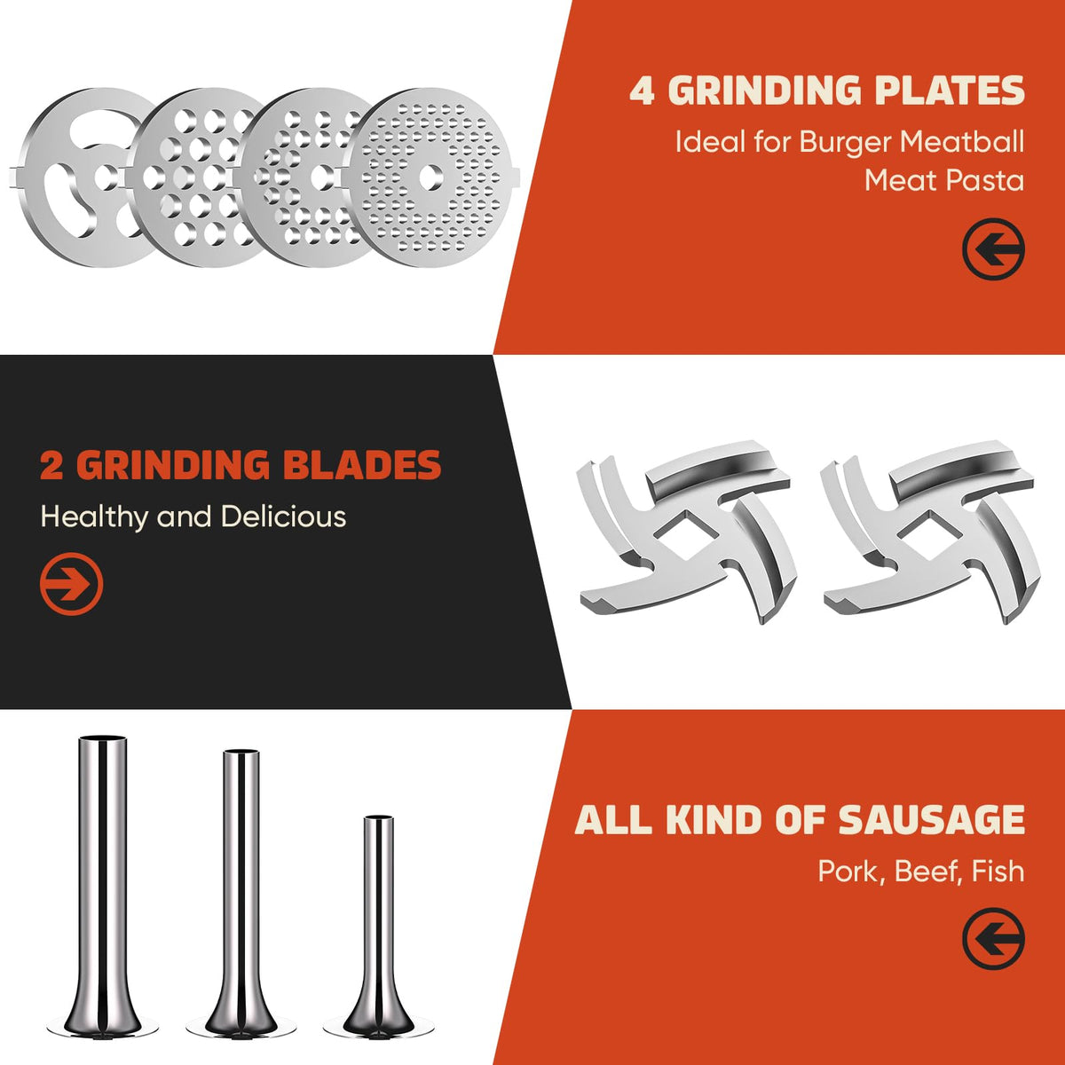GVODE grinding plates set for KitchenAid attachment with varied textures