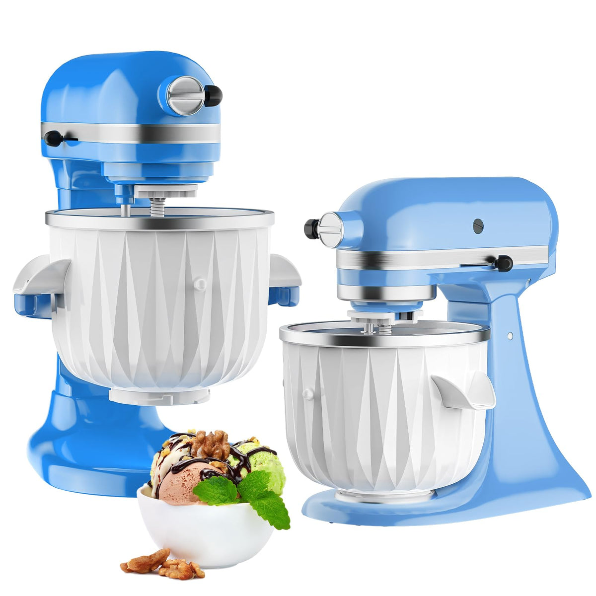 GVODE ice cream maker attachment mounted on a KitchenAid mixer for effortless batch prep.