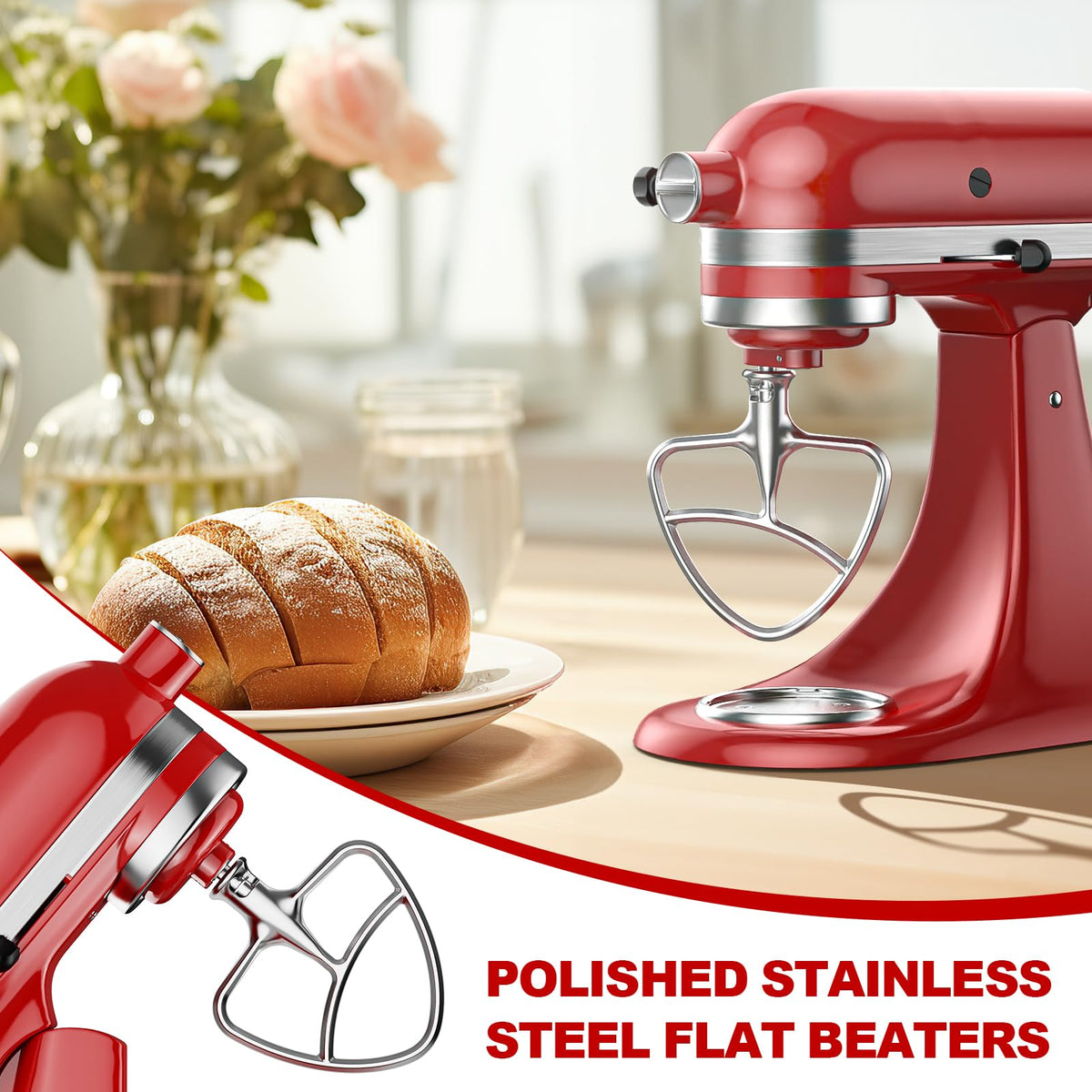 GVODE beater compatible with KitchenAid; smooth integration for 4.5–5 qt bowls.