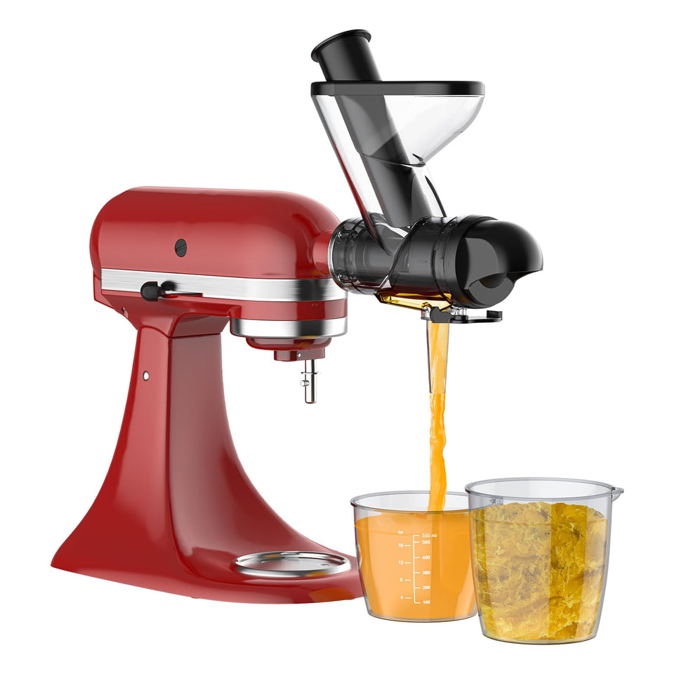 GVODE masticating juicer attachment main body for durable, space-saving juice processing.