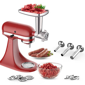 GVODE meat grinder attachment with grinding plates for KitchenAid demonstrates versatility.