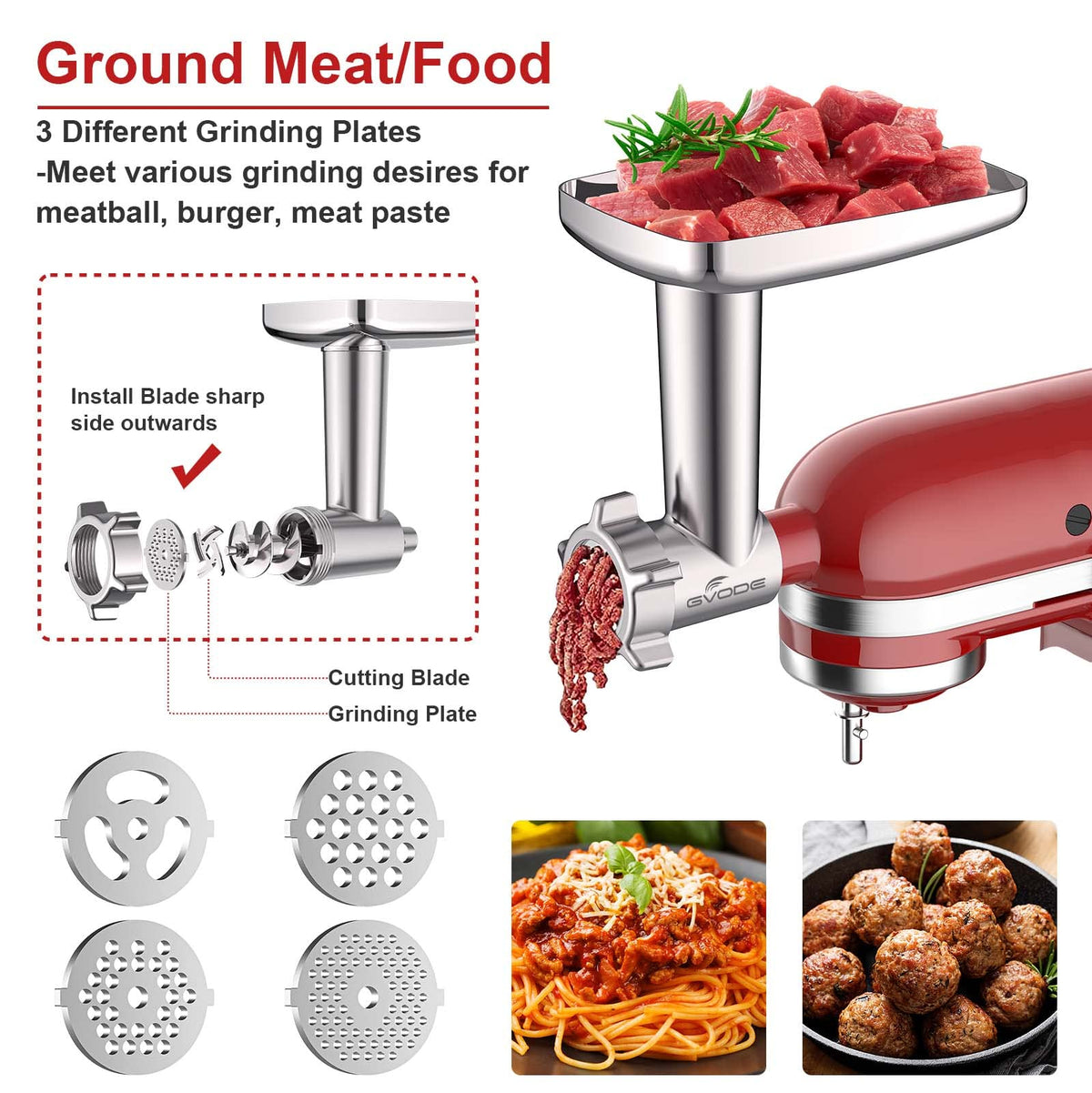 GVODE sausage stuffing tubes for KitchenAid enable diverse sausage sizes.