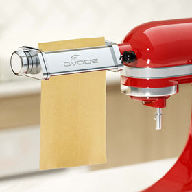 GVODE stainless steel assembly for KitchenAid combines roller, cutter, and spaghetti head.