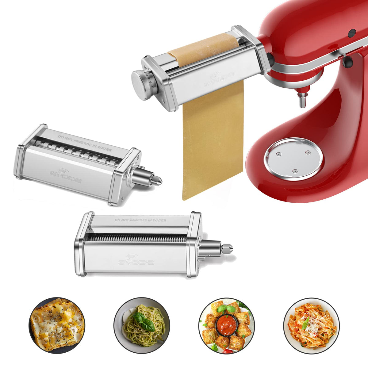 GVODE pasta attachment for KitchenAid roller creates smooth, even pasta sheets for consistent results.