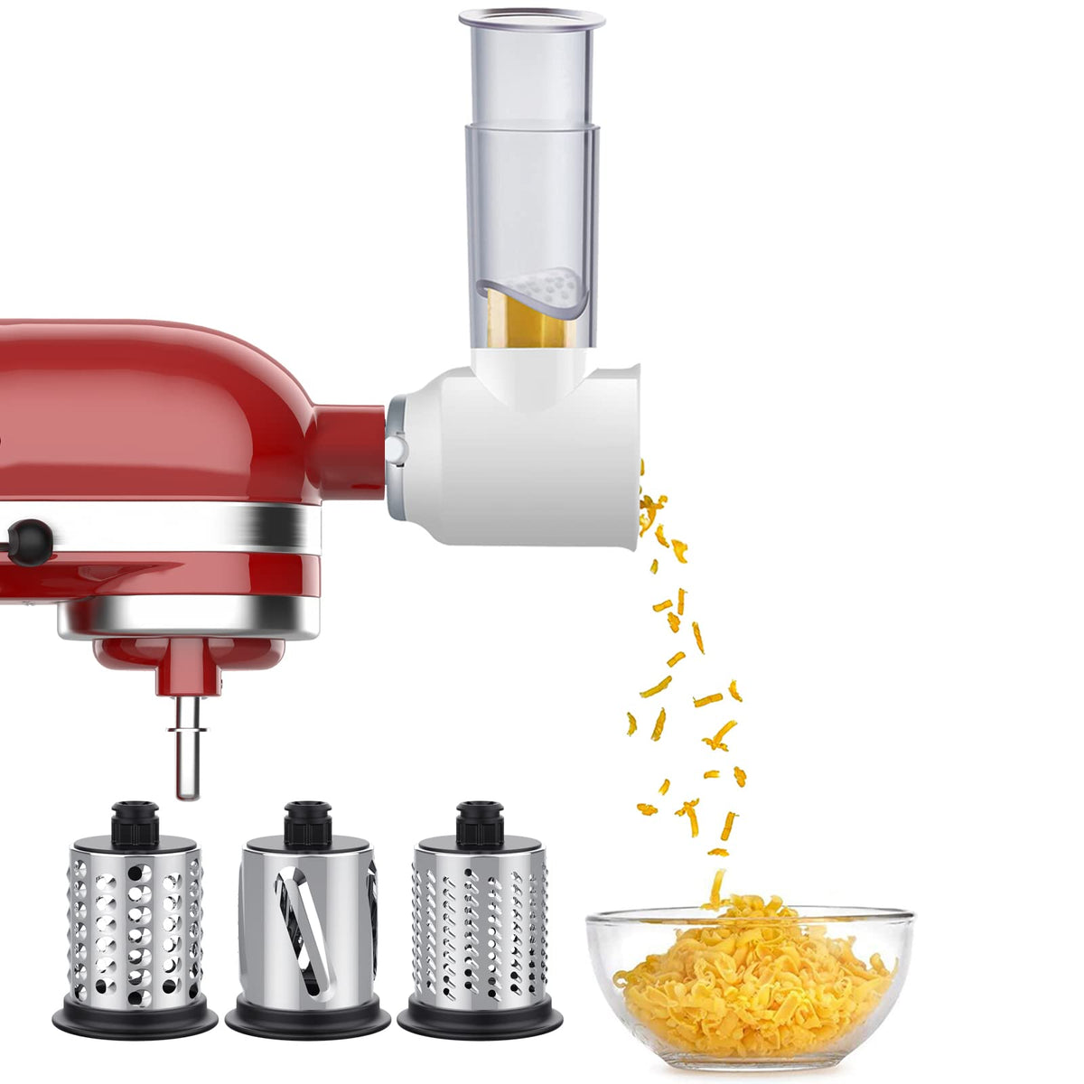 GVODE slicer shredder attachment for KitchenAid mixer enables quick prep.