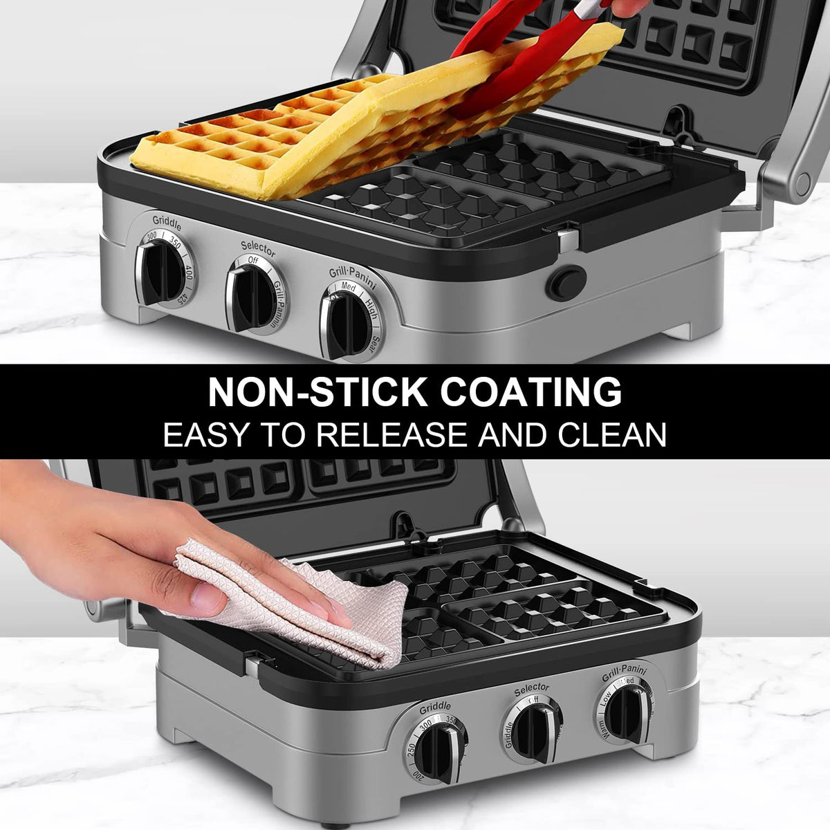 GVODE detachable waffle plates install and remove easily within Griddler