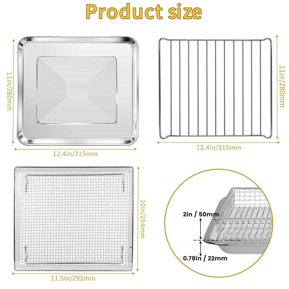 GWBSXM baking set air fryer tray offers sturdy heat distribution for baking