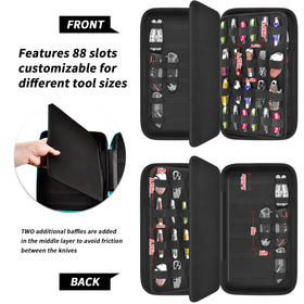 GWCASE four-sides knife storage layout with diverse blade slots neatly arranged