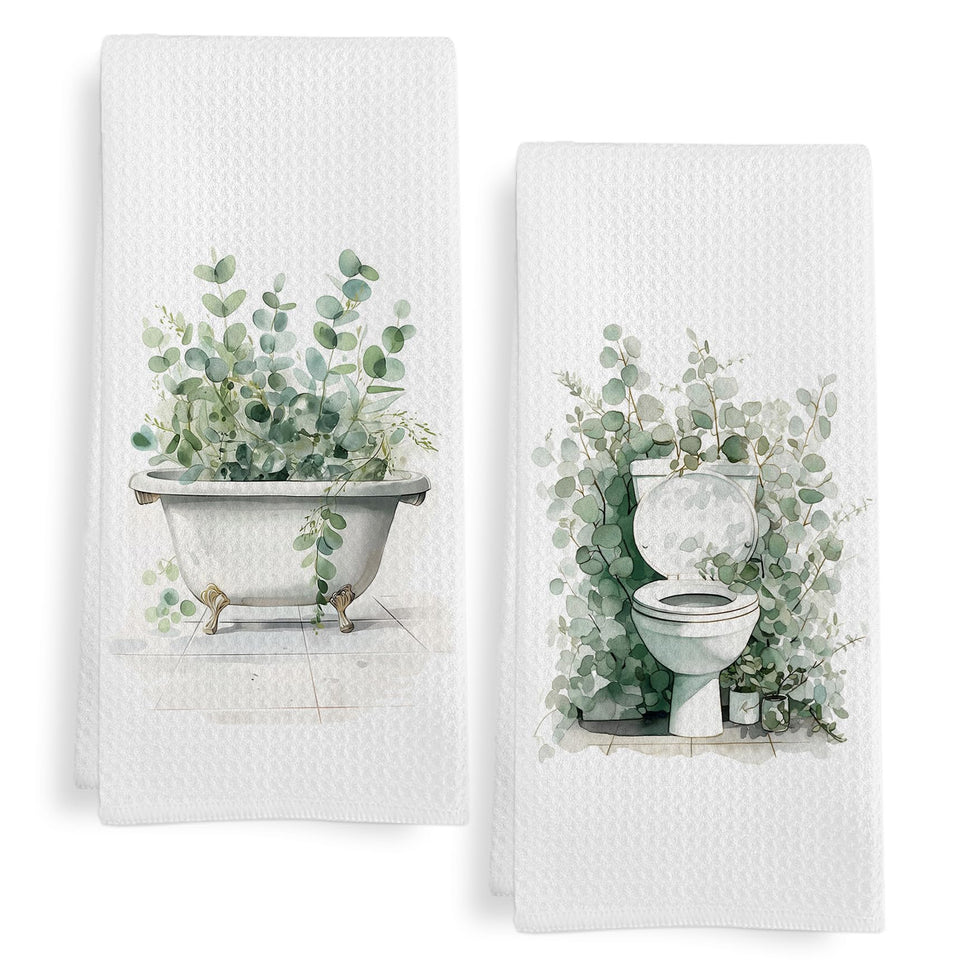 GWFSJYU sage green eucalyptus hand towels for bathroom, durable and quick-drying.