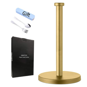 GWGTHZ stainless steel gold paper towel holder on a countertop, stylish and easy to assemble.