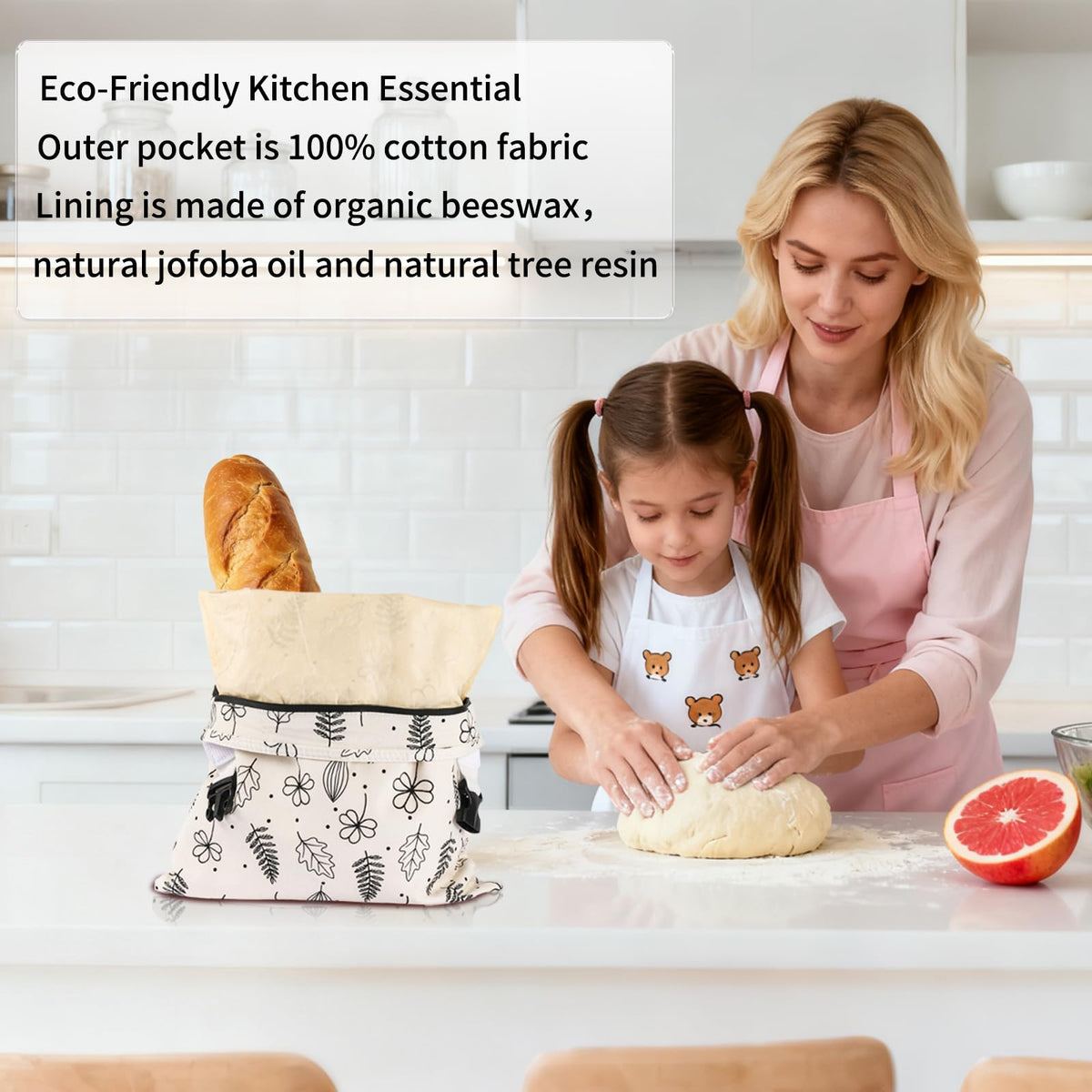 GWTQMJI beeswax lining offers breathable moisture control for bread storage.