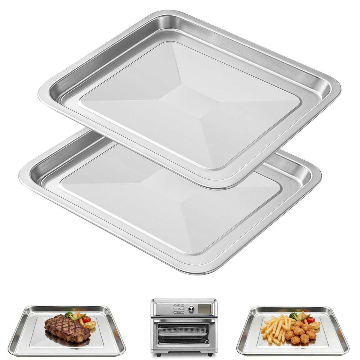 GWY 2-pack trays in Cuisinart toaster oven, durable steel for healthy meals.