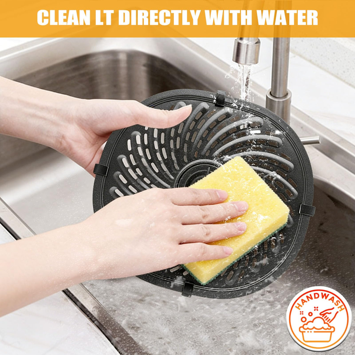 GWY grill plate includes four rubber bumpers to protect air fryer walls