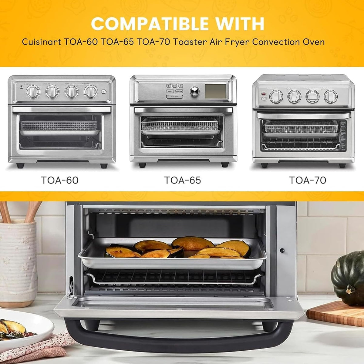 GWY air fryer tray in oven demonstrates 360° heat circulation for crispy results.