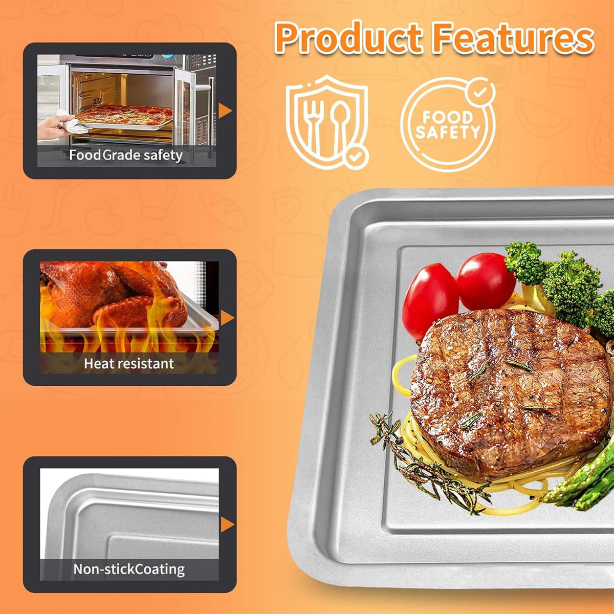 GWYSY Emeril Lagasse 360 tray side angle highlights durable stainless construction.