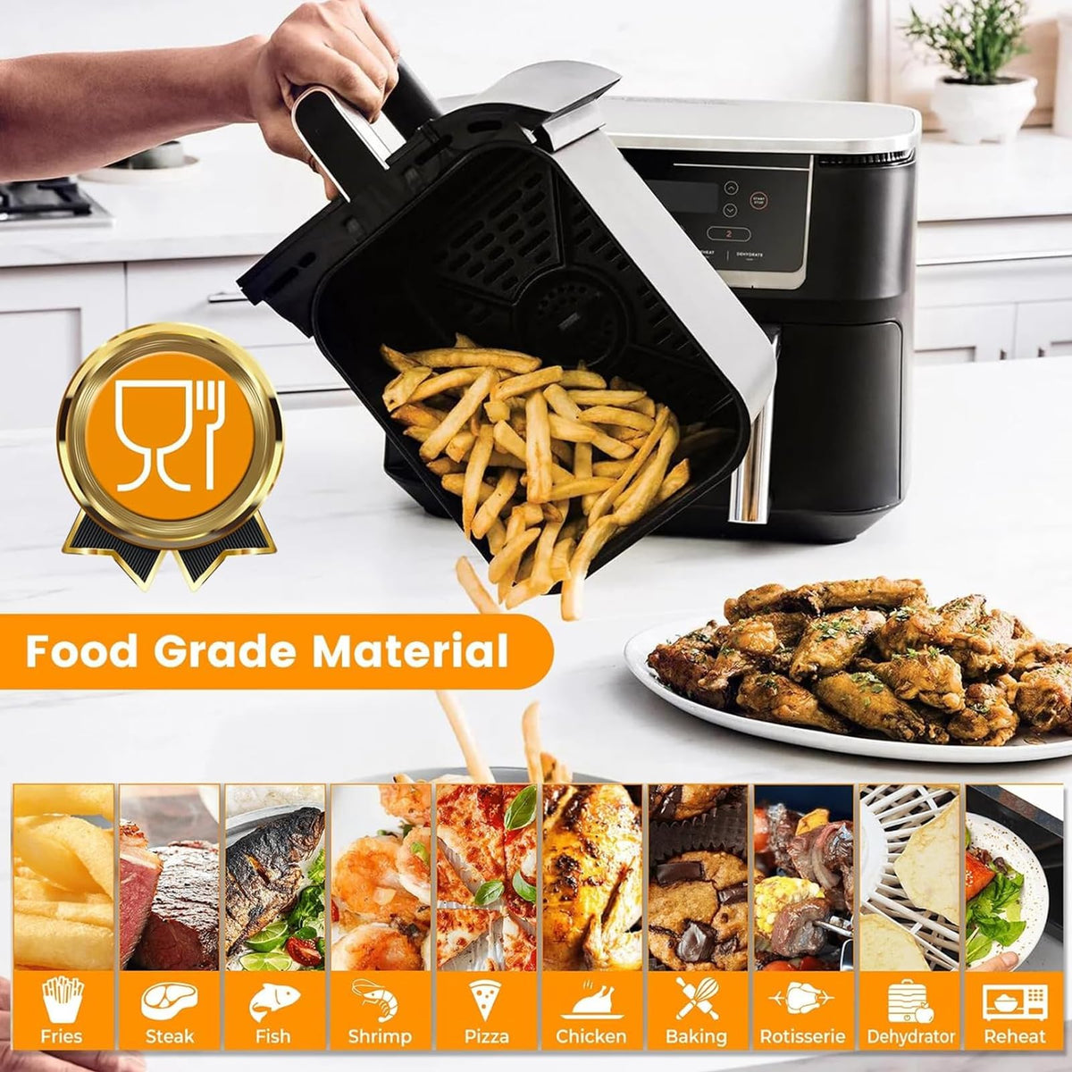 GWYXC multi foods compatibility grill pan supports fries, vegetables, fish