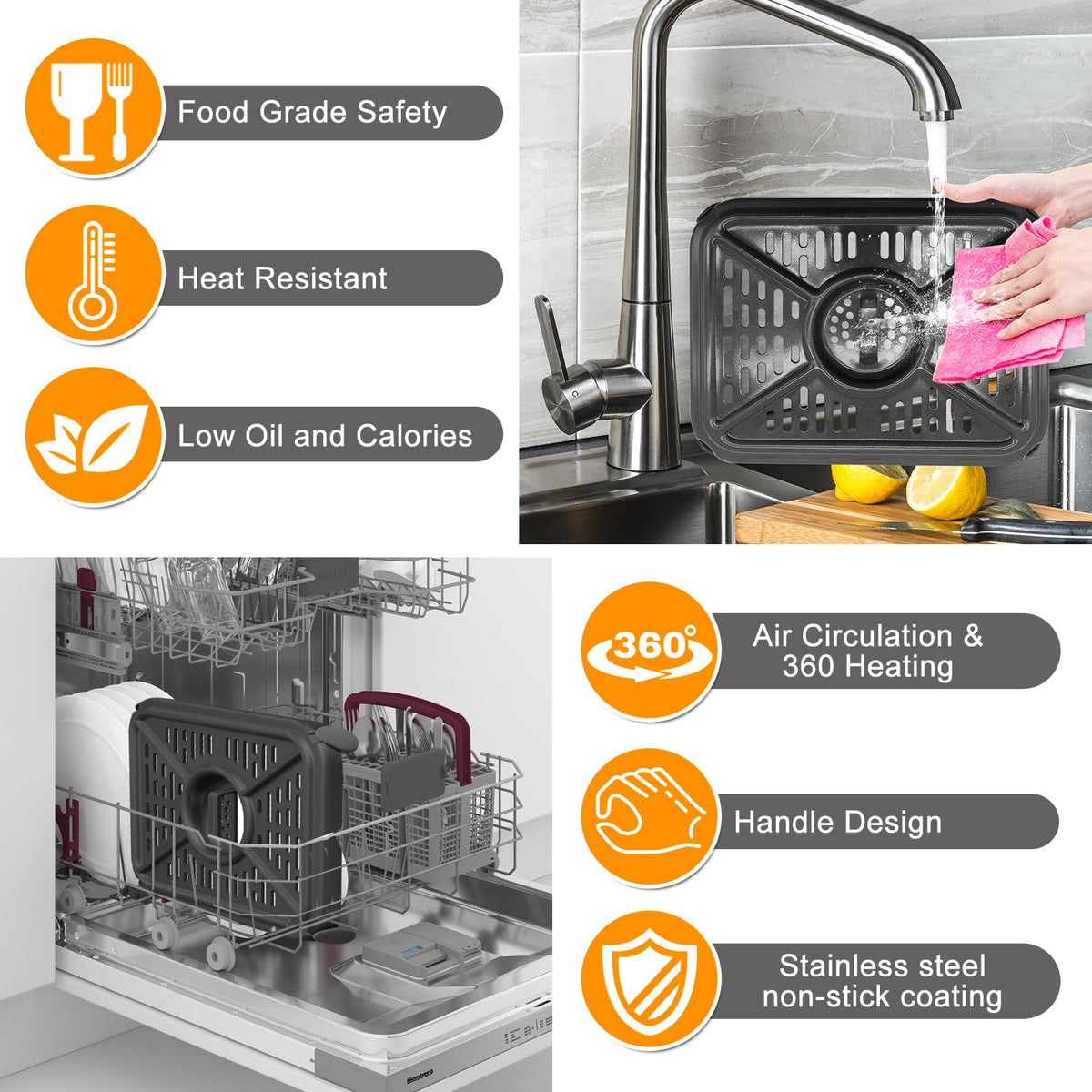GWYXC rubber bumpers protect the air fryer and minimize movement