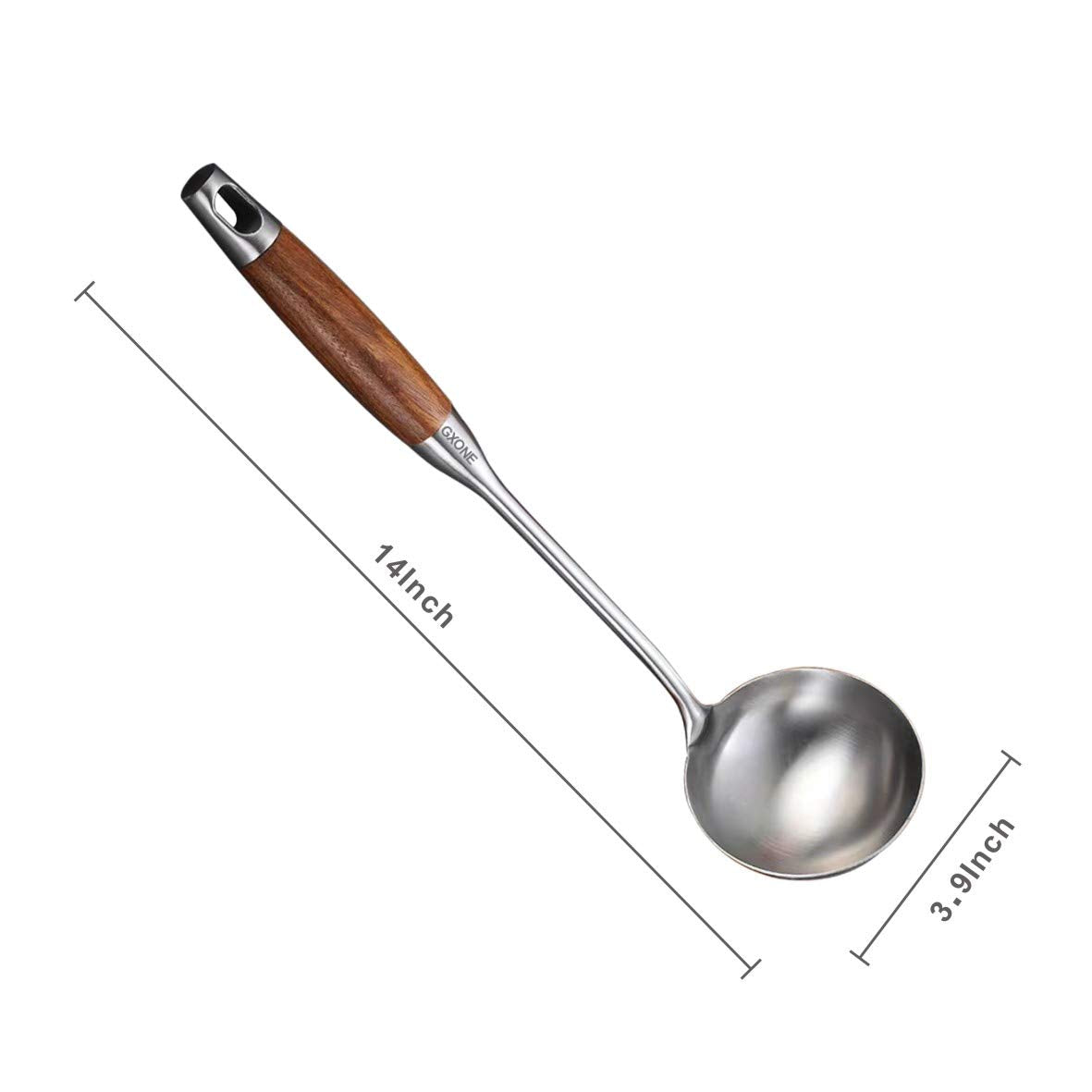 GXONE long wooden-handle ladle for soups and stir-frying.