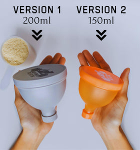 Gym Rats travel funnel with 200 ml capacity for 3–5 scoops