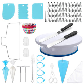 Gymdin 222pcs cake decorating kit turntable with smooth rotation for even icing
