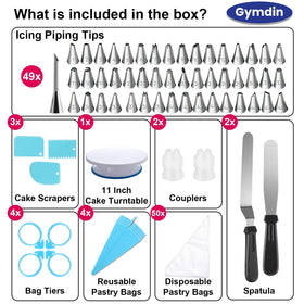 Gymdin 222pcs piping tips collection 49 nozzles for rosettes stars and floral designs