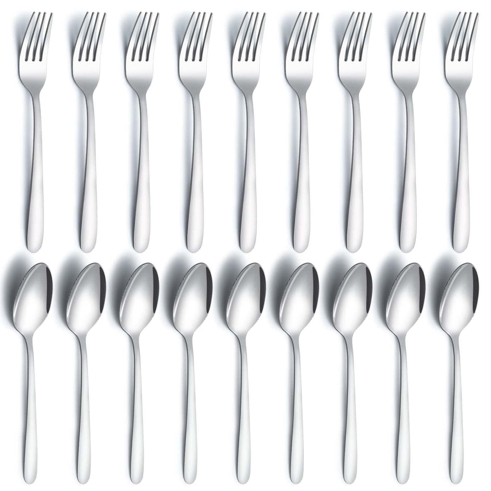 Gymdin 24 piece forks and spoons set for everyday dining with durable rust resistant finish.