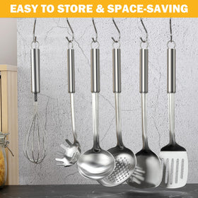 Gymdin utensils hanging design showing space-saving storage in kitchen
