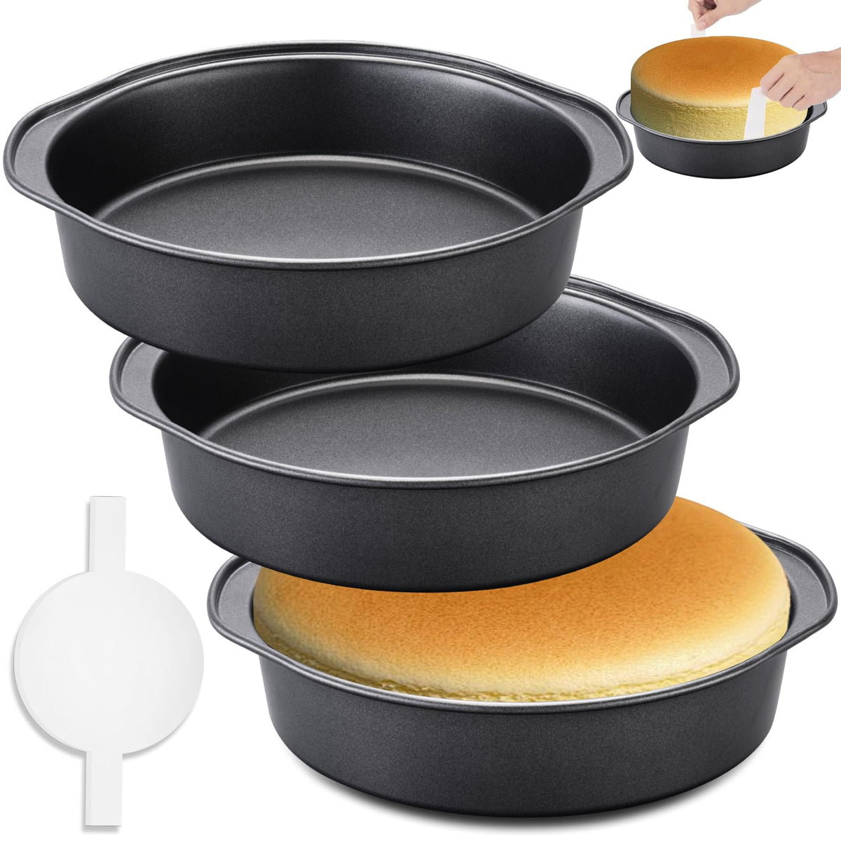 Gymdin 8-inch cake pan set with three pieces for layered cakes and bakes