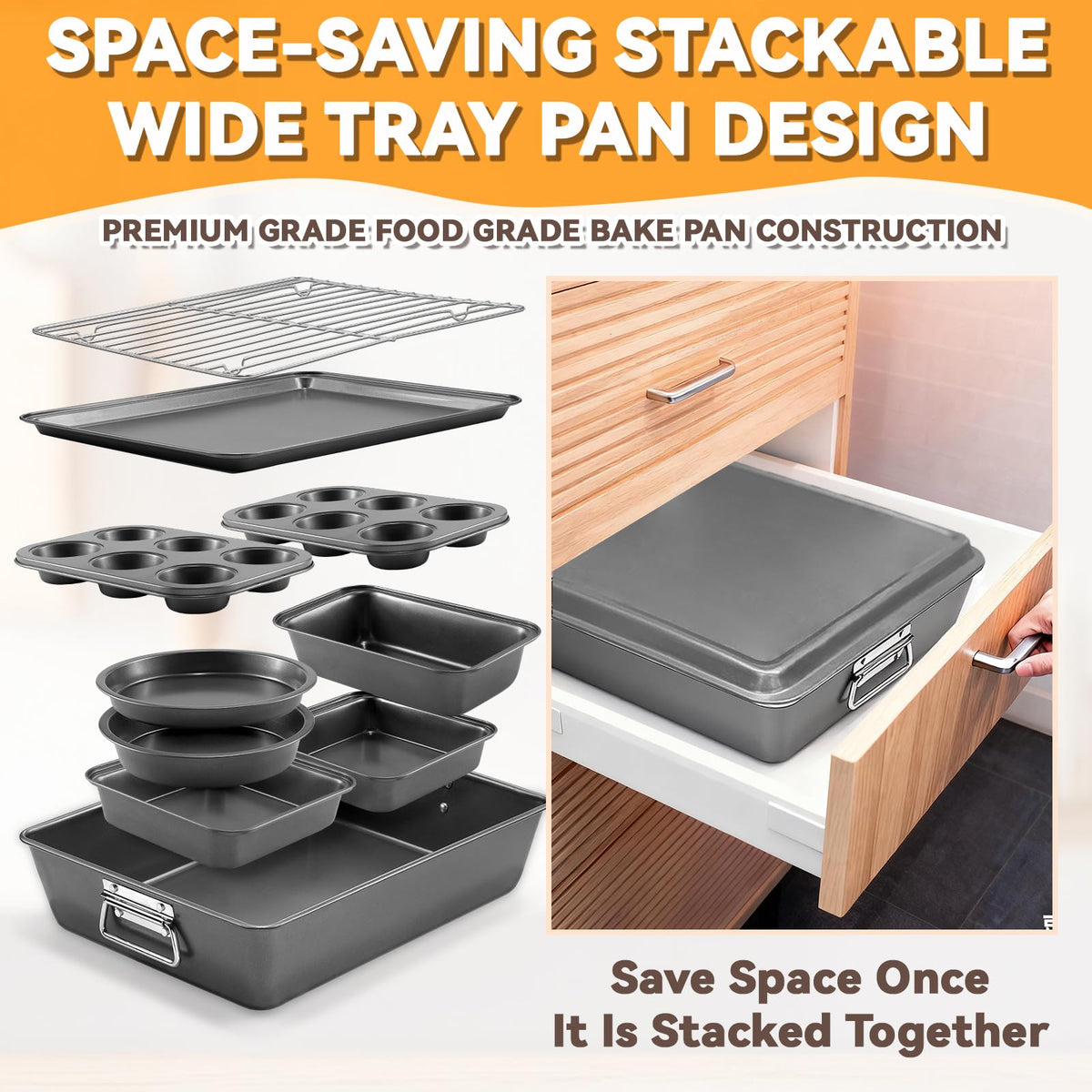 Gymdin carbon steel bakeware provides even heat for consistent results.