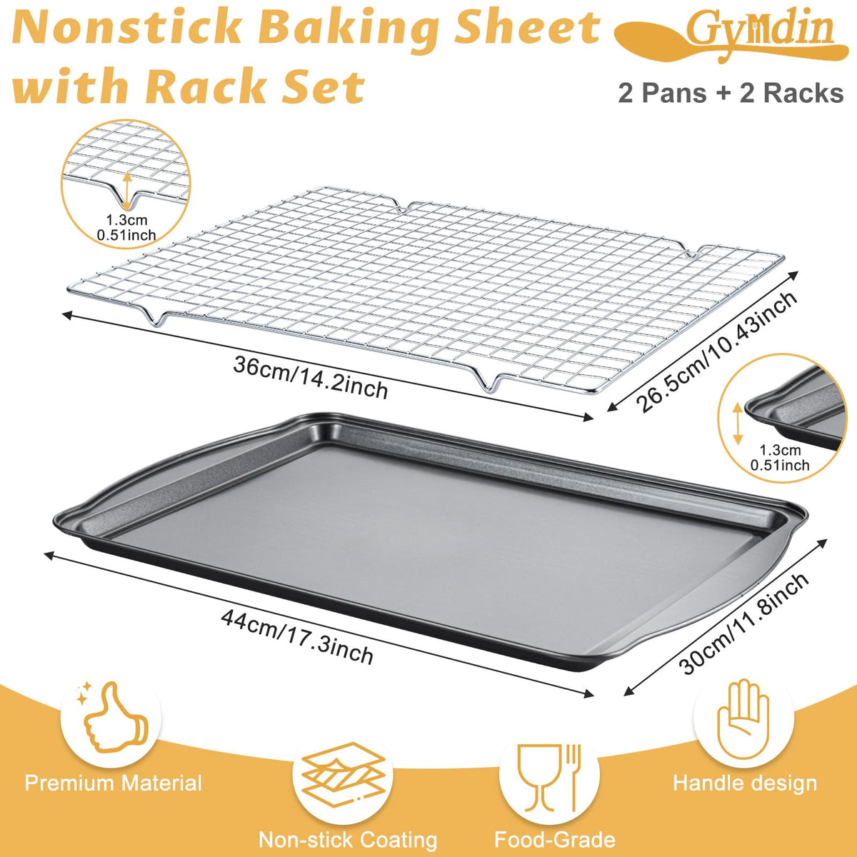 Gymdin cooling rack 14x11 promotes airflow for fast, even cooling.