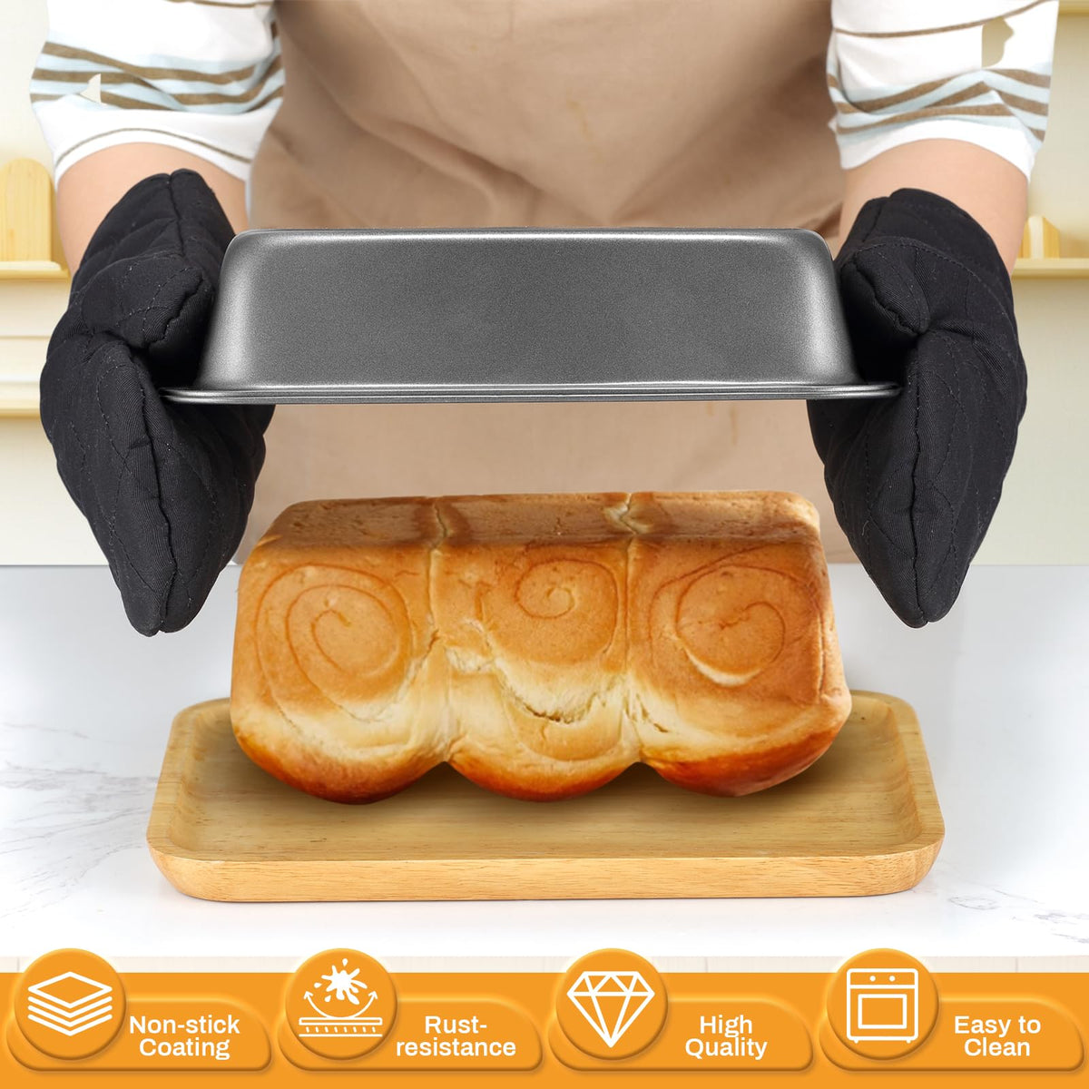 Gymdin cotton oven mitts protect hands during busy bakes.