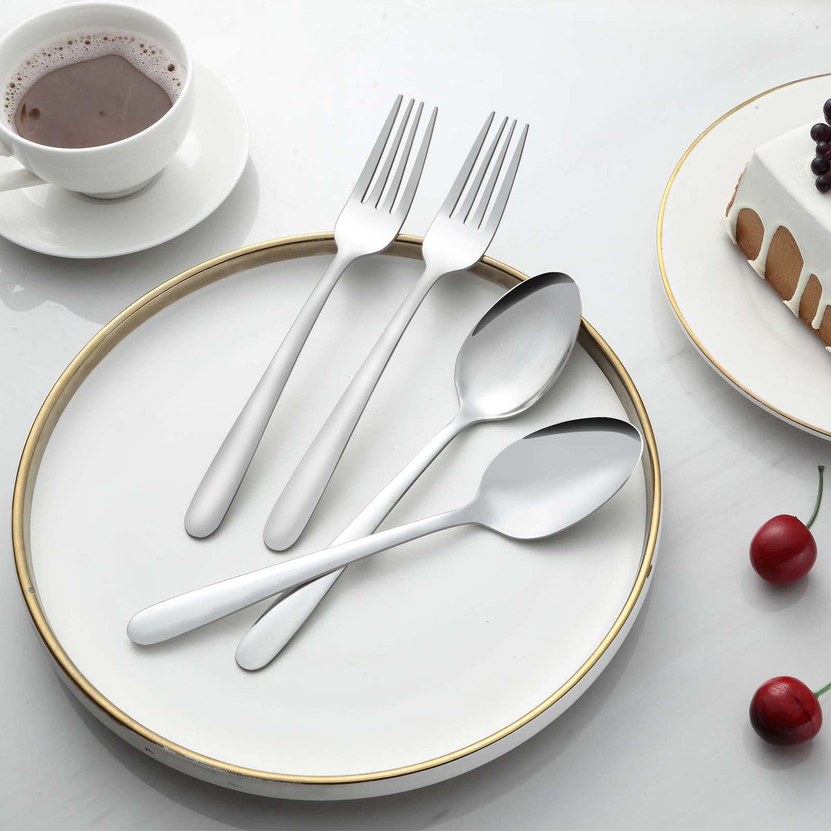 Gymdin mirror finish flatware adds subtle shine to any meal.