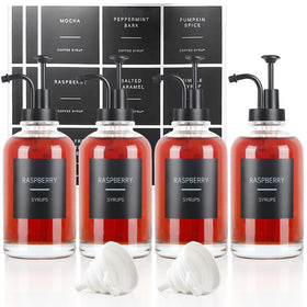 GYOSUGANG four glass syrup bottles with precise pours for coffee bars