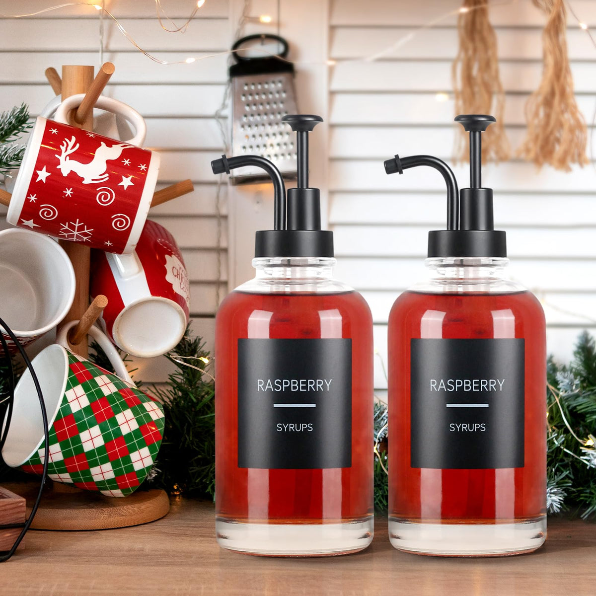 GYOSUGANG glass syrup dispenser with pumps ensures tidy service and no leaks