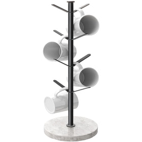 Gypie Marble Mug Holder Tree assembly demonstrates adjustable height for mugs.