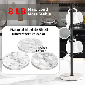 Gypie Marble Mug Holder Tree branches keep mugs organized on a compact counter.